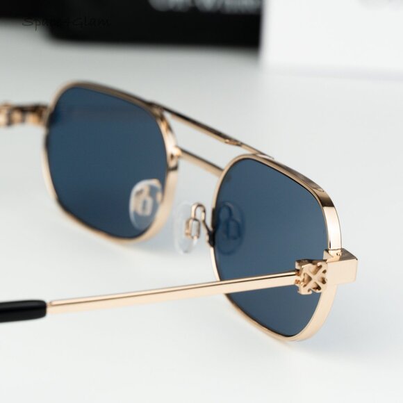 Off-White Women Sunglasses Gold Blue Oval OERI123 VAIDEN 7645 NEW AUTHENTIC main image 5